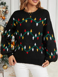 Women's Autumn Fairy Lights Jacquard Round Neck Pullover Long Sleeve Sweaters