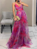 Women's Summer Mesh Spaghetti Strappy Full Length Dress