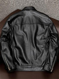 Men's Vintage Faux Leather Zip Up Fleece Lined Lapel Jackets