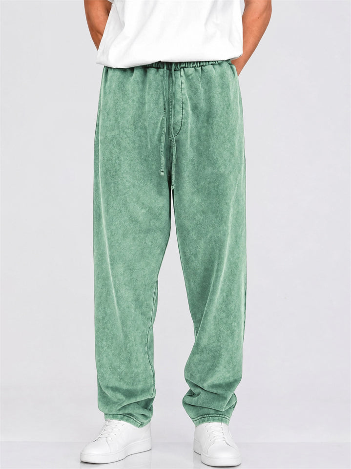 Mens Distressed Loose Fit Drawstring Pants Casual Sweatpants