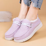 Plush Lined Low-top Canvas Loafers for Women