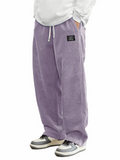 Men's Autumn Loose Solid Color Corduroy Drawstring Straight Leg Trousers