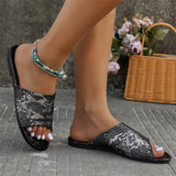 Shiny Snake Scale Print Female Summer Beach Slippers