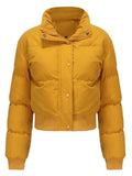 Women's Winter Solid Long-sleeved Cropped Puffer Coats