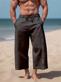 Men's Casual Oversized Pure Color Multi-button Trousers