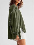 Women's Oversized Crew Neck Side Slit Street Sweatshirt