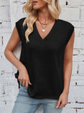 Women's Solid Color V Neck Sleeveless Vest Sweater