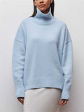 Women's Vogue Pure Color High Neck Cozy Pullover Sweater