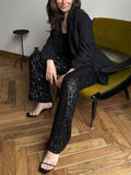 Women's Elegant Shiny Sequins Straight-Leg Pants