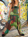 Women's Summer Street Hip-hop Style Sleeveless Print Jumpsuit