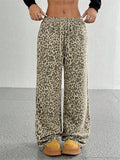 Women's Retro Street Drawstring Leopard Printed Wide Leg Pants