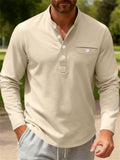 Men's Simple Autumn Henley Long Sleeve T-Shirt Casual Innerwear