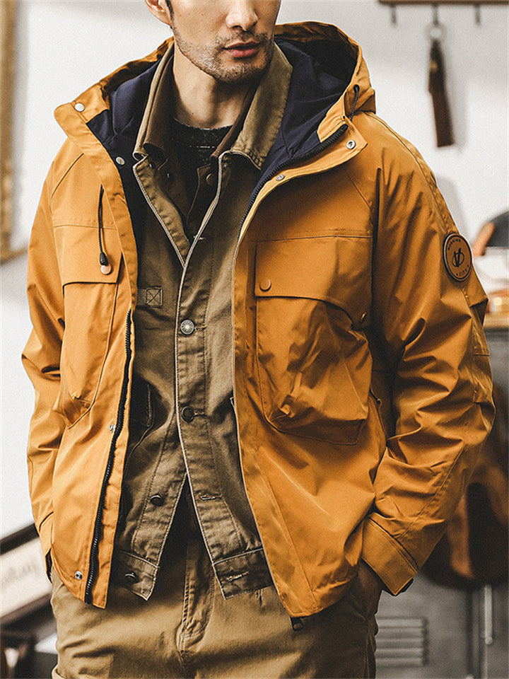 Men's Retro Long Sleeve Loose Hooded Outdoor Jacket