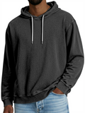 Men's Casual Solid Color Distressed Long Sleeved Hoodie