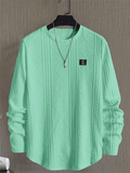 Men's Autumn Cable-Knit Slim Fit Long Sleeve Pullover Sweatshirts