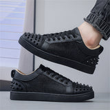 Men's Casual Korean Style Trendy Rivet Patchwork Lace Up Flats Shoes