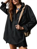 Women's Autumn Distressed Solid Color V Neck Pullover Denim Shirts