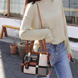 Korean Style Plaid Print Simple Modern Female Handbag