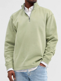Men's Solid Color Stand Collar Zipper Long Sleeve Sweatshirts