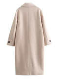 Women's Solid Color Single Breasted Lapel Loose Long Sleeve Coat