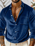 Men's Stylish Lapel Long Sleeve Button-Down Velvet Shirts