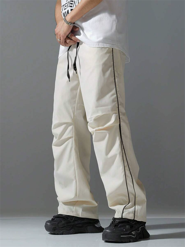 Men's High Street Retro Solid Color Sports Straight Trousers