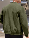Men's Fashion Stand Up Collar Zip Up Suede Jacket