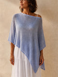 Womens Semi-Transparent Lightweight Knit Shawl Wrap Top Sleeveless Cape