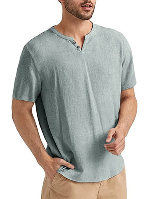 Lightweight Male Beach Short Sleeve Henley T-shirt