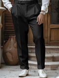 Men's Solid Color Comfy Light Business Straight Suit Trousers
