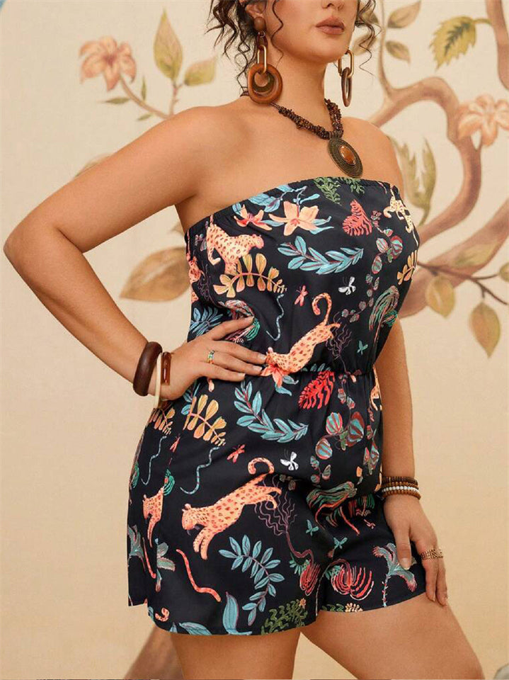 Women's Summer Print Off The Shoulder Tube Jumpsuits