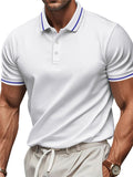 Men's Summer Contrast Trim Quick Dry Polo Collar Short Sleeve Shirts