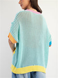 Women's Summer 3D Flower Short Sleeve Knit Sweater T Shirt