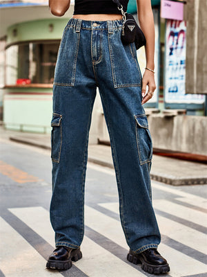 Super Cool Women's Street Denim Cargo Pants with Multi Pockets