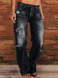 Slim Fit Skinny Ripped Flared Jeans for Ladies