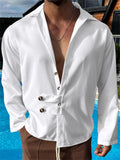 Men's Casual Lapel Button Up Long Sleeve Shirts