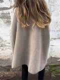 Ladies Autumn Loose Long-sleeved Faux Fur Collar Cloak Coats