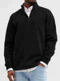 Men's Solid Color Stand Collar Zipper Long Sleeve Sweatshirts