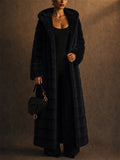 Extra Cozy Warm Faux Fur Open Front Pocket Hooded Long Coat