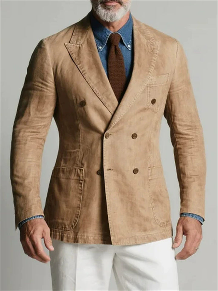 Men's Autumn Khaki Retro Casual Double Breasted Long Sleeve Coats