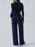 Women's 2Pcs Y2K Style Solid Color Sporty Long Sleeve Top & Pants Set
