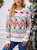 Women's Pink Sweet Style Jacquard Round Neck Long Sleeve Christmas Sweaters