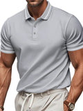 Men's Summer Contrast Trim Quick Dry Polo Collar Short Sleeve Shirts