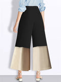 Women's High Waist Contrast Color Pleated Wide Leg Pants