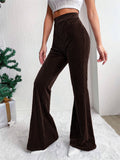 Women's Stylish Elastic Waist Corduroy Flared Pants