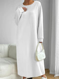 Women's Autumn Solid Color Simple Round Neck Long Sweatshirts Dress