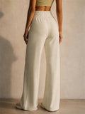 Women High Waist Wide Leg Ribbed Knit Lounge Pants