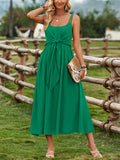 Female Prairie Vacation Waist Tie Bow Sleeveless Dresses