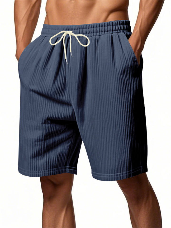 Men's Casual Corduroy Drawstring Beach Shorts