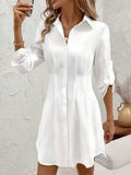 Women's Summer Holiday Style Printed Button Up Lapel Shirt Dress